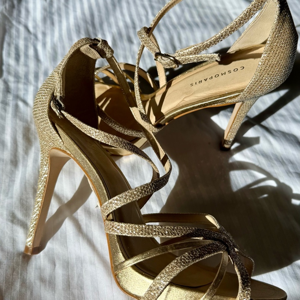 Elegant Gold Strappy Heels - Only Worn Once